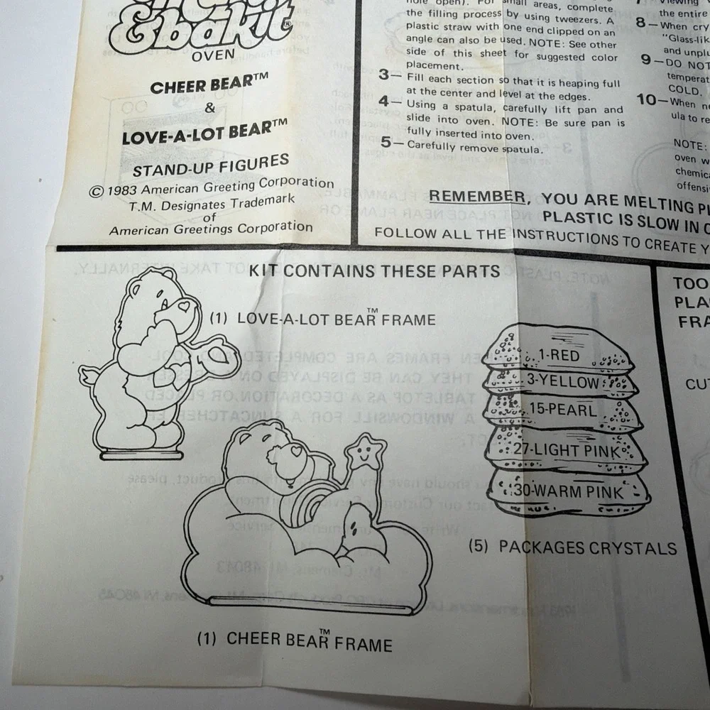 Carebears Care Bears 1983 Makit Bakit Suncatchers Set Unused Make It Bake It